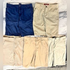 Tween big boys size 12 khaki twill shorts adj waist (5 pairs)
